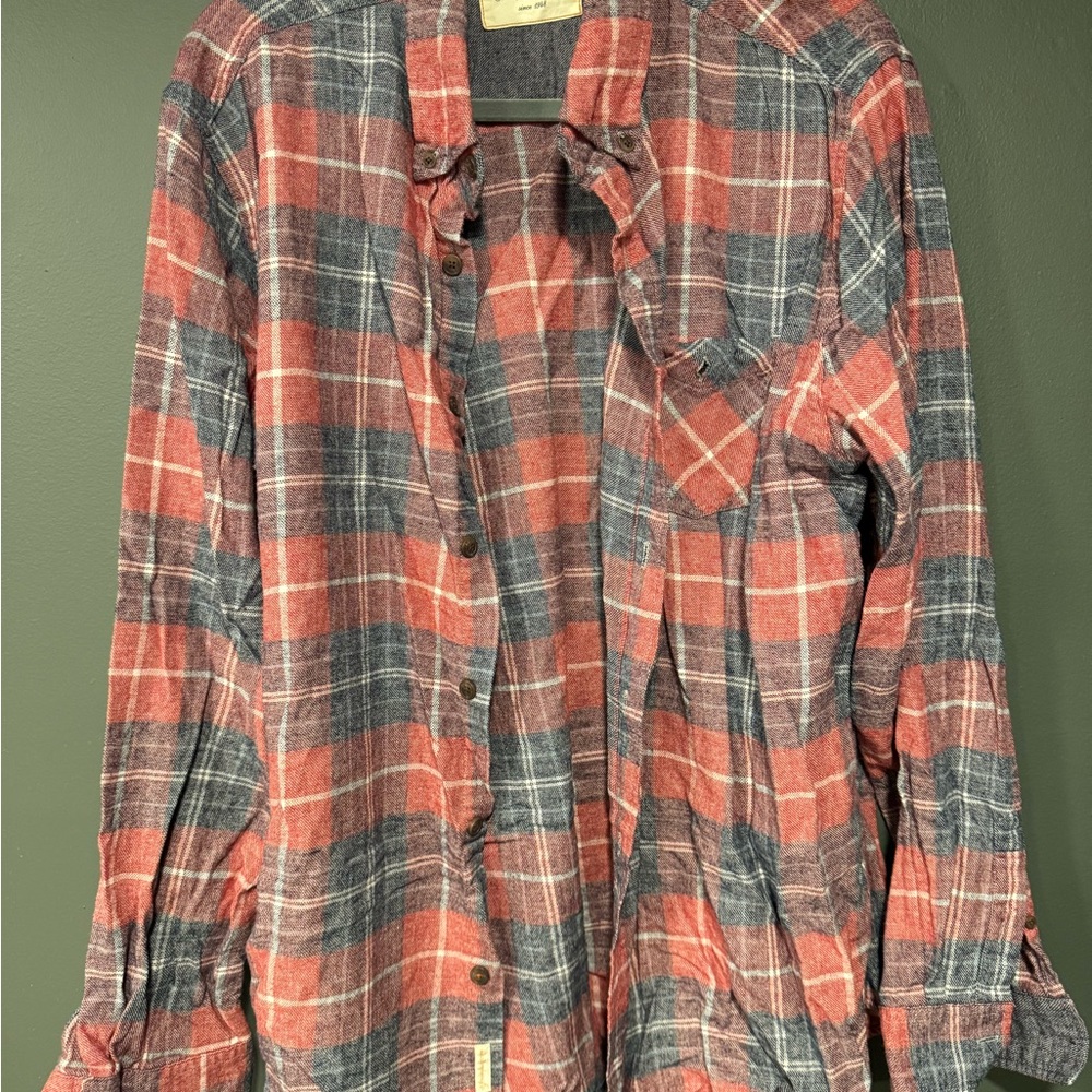 Weatherproof Vintage Men's Red and Blue Plaid Shirt
